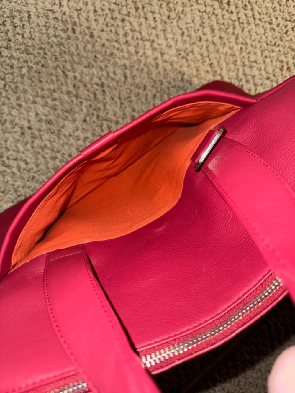 Burgundy/Red Leather Top-Handle Tote with Crossbody Strap